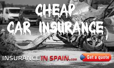 Crashed car showing cheap insurance in Spain 