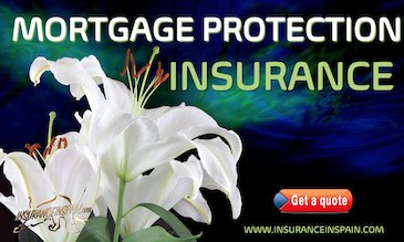 White flowers on a dark blue background promoting mortgage protection and life insurance in spain with www.insuranceinspain.om 